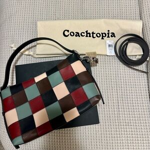 NWT Coach Coachtopia Checkered Alter Ego Slouchy Shoulder Bag Leather Multi 3